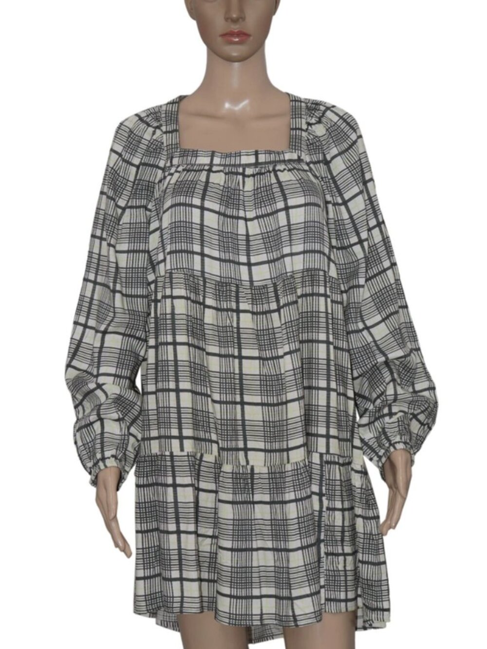Mystic Threads Plaid Printed Long Sleeve Tie Knot Tunic Mini Dress M